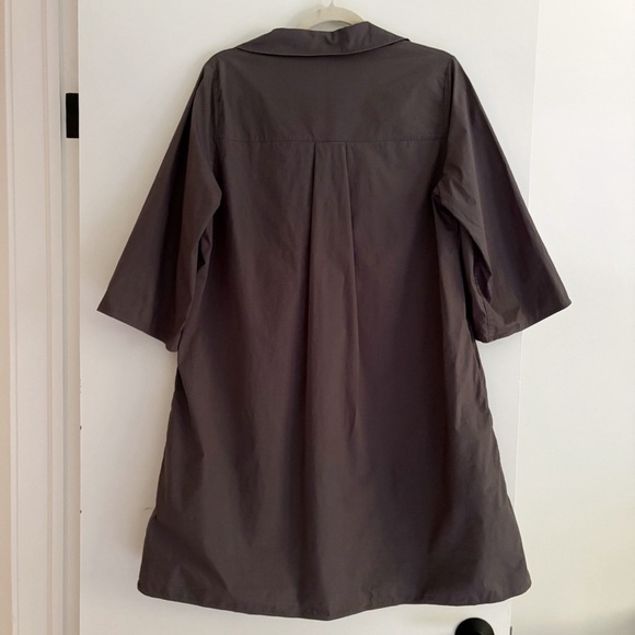 COS Oversized Poplin Puff Sleeve Minimalist Button Shirt Dress Dark Gray Size 8 - Picture 7 of 7